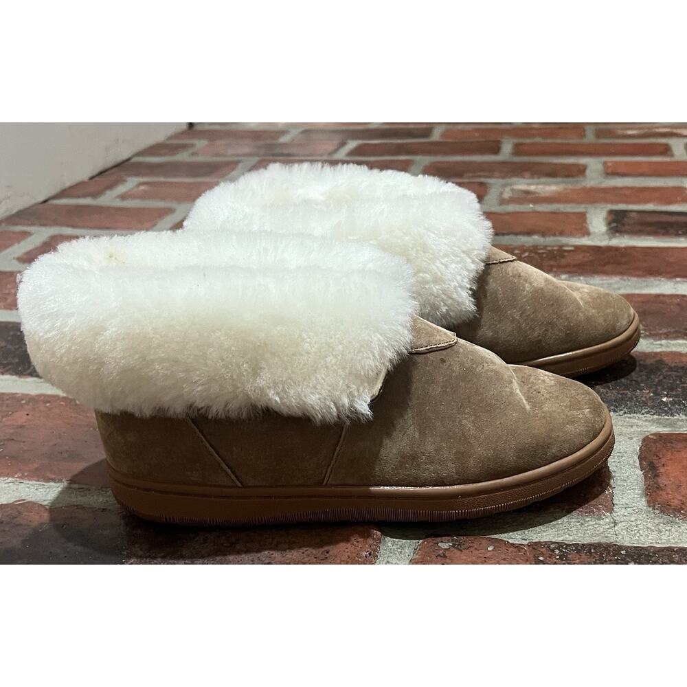 Hammacher Schlemmer Suede Sheepskin Indoor Outdoor Slippers Medium (6.5-7)
